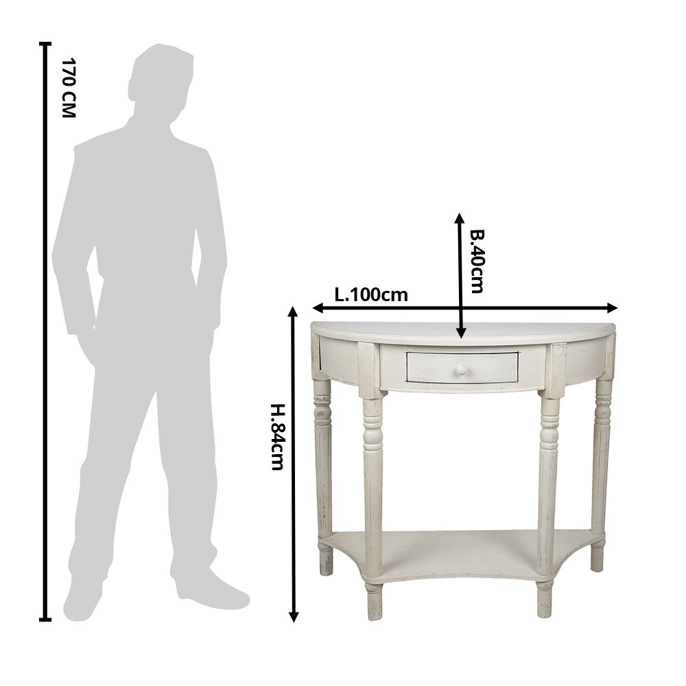 Sidetable 100x40x84 cm Wit Hout Wandtafel