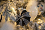 Kerstbal Set van 4 10 cm Zwart Grijs Glas Kerstdecoratie