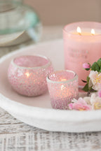 J-Line theelichthouder Mozaiek Recht - glas - roze