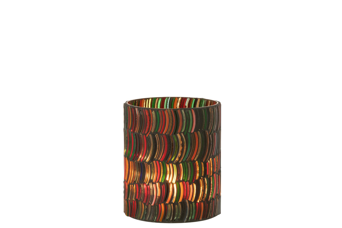 J-Line windlicht Mozaiek Curve - glas - mix - medium