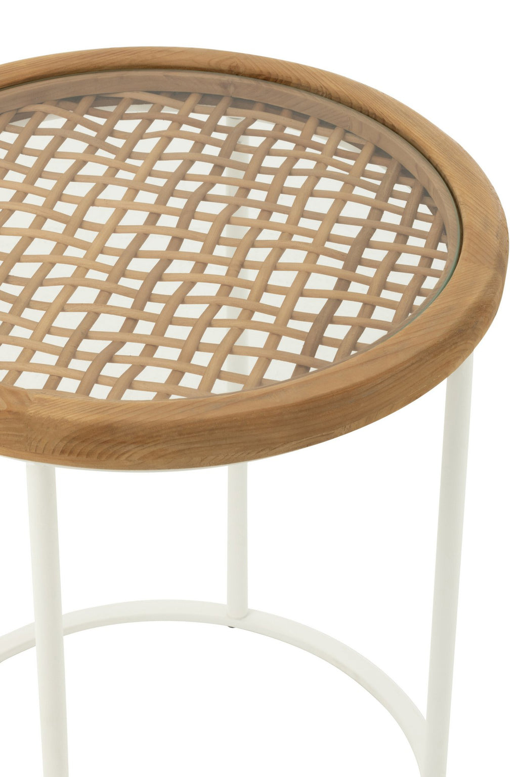 J-Line Bijzettafel Mati Sparhout/Metaal Naturel/Wit