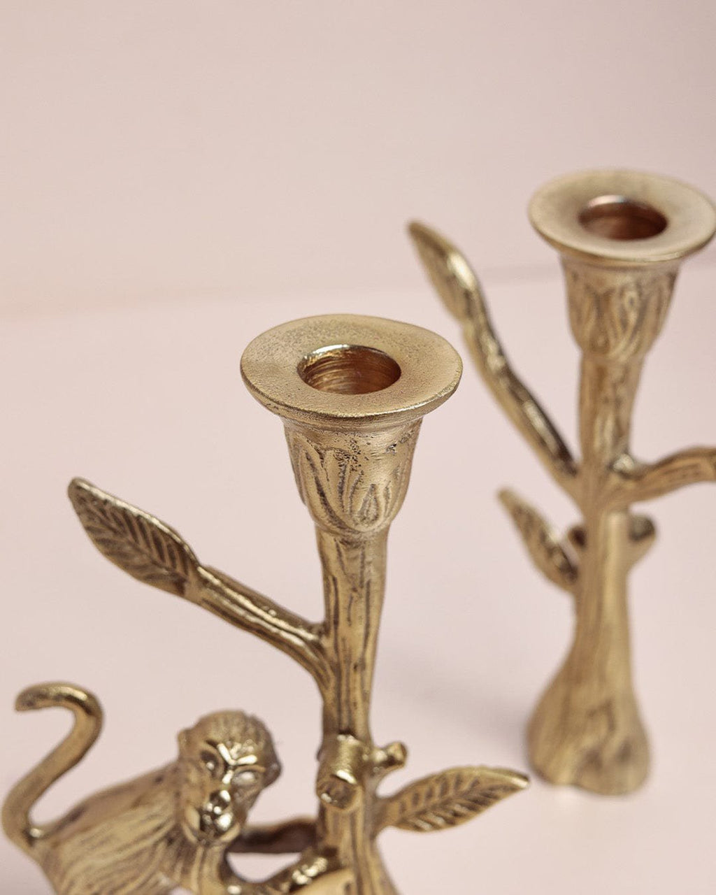 Kaarshouder | Messing Aap | Set van 2, H 21,5 x D 6,5 cm