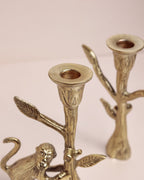 Kaarshouder | Messing Aap | Set van 2, H 21,5 x D 6,5 cm