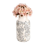 Vaas Ø 14x26 cm Beige Grijs Keramiek Bloemen