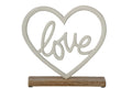 J-Line Love met hart op voet - aluminium - wit/naturel - large