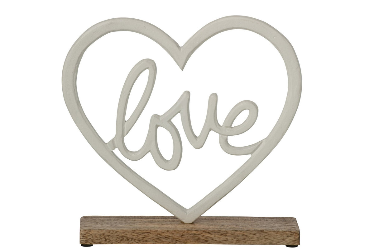 J-Line Love met hart op voet - aluminium - wit/naturel - large