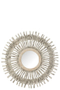 J-Line spiegel Rond Zon - hout - wit - Ø 100 cm