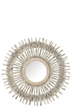 J-Line spiegel Rond Zon - hout - wit - Ø 100 cm
