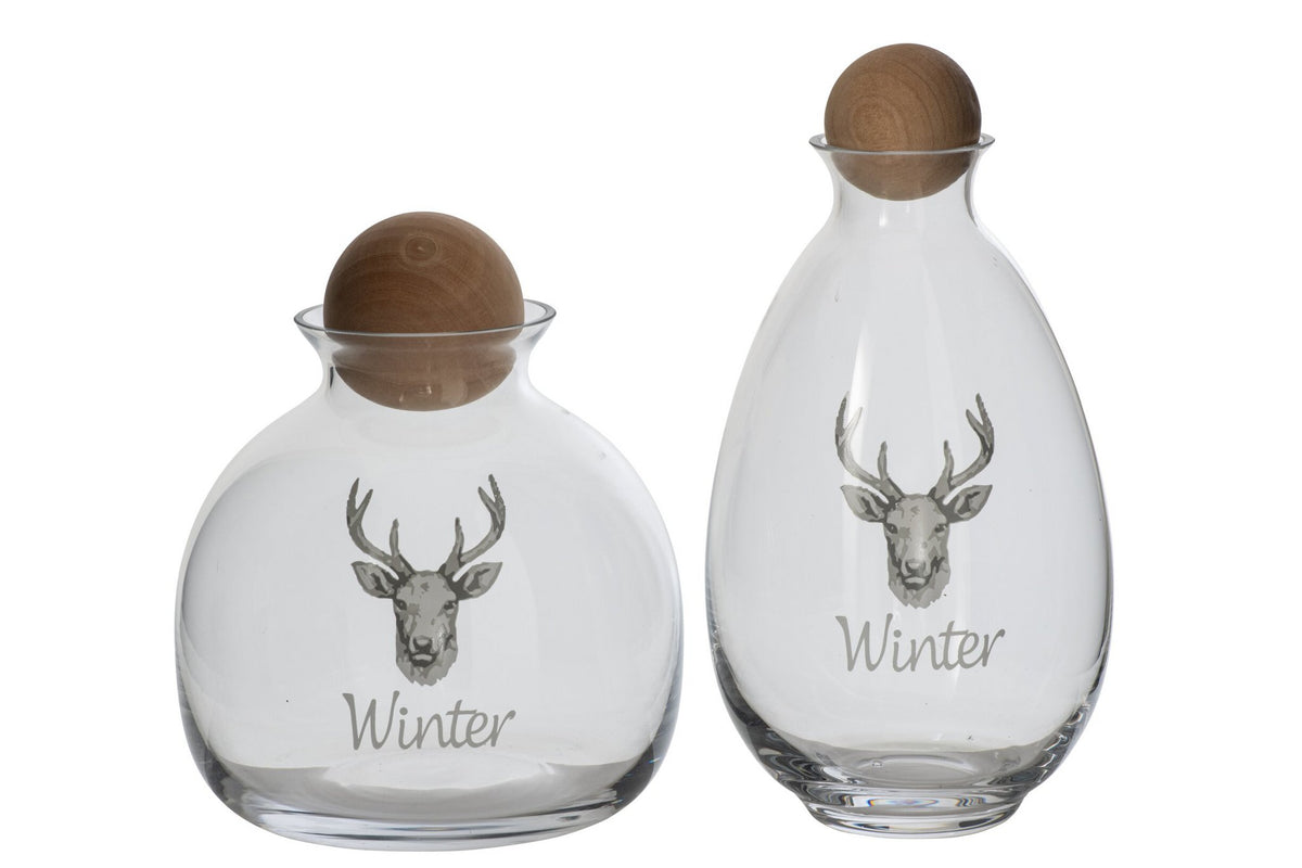 J-Line kan hert - glas - wit/naturel