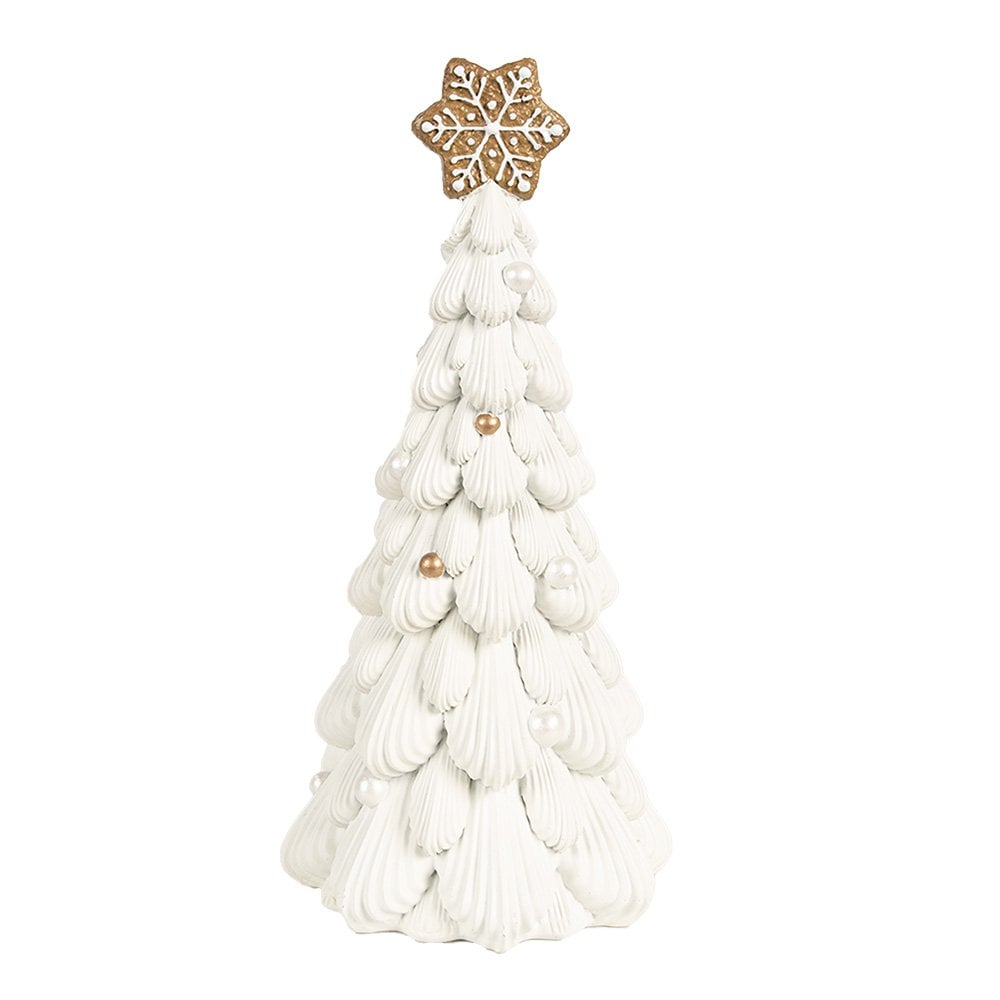 Kerstdecoratie Kerstboom Ø 13x26 cm Wit Polyresin
