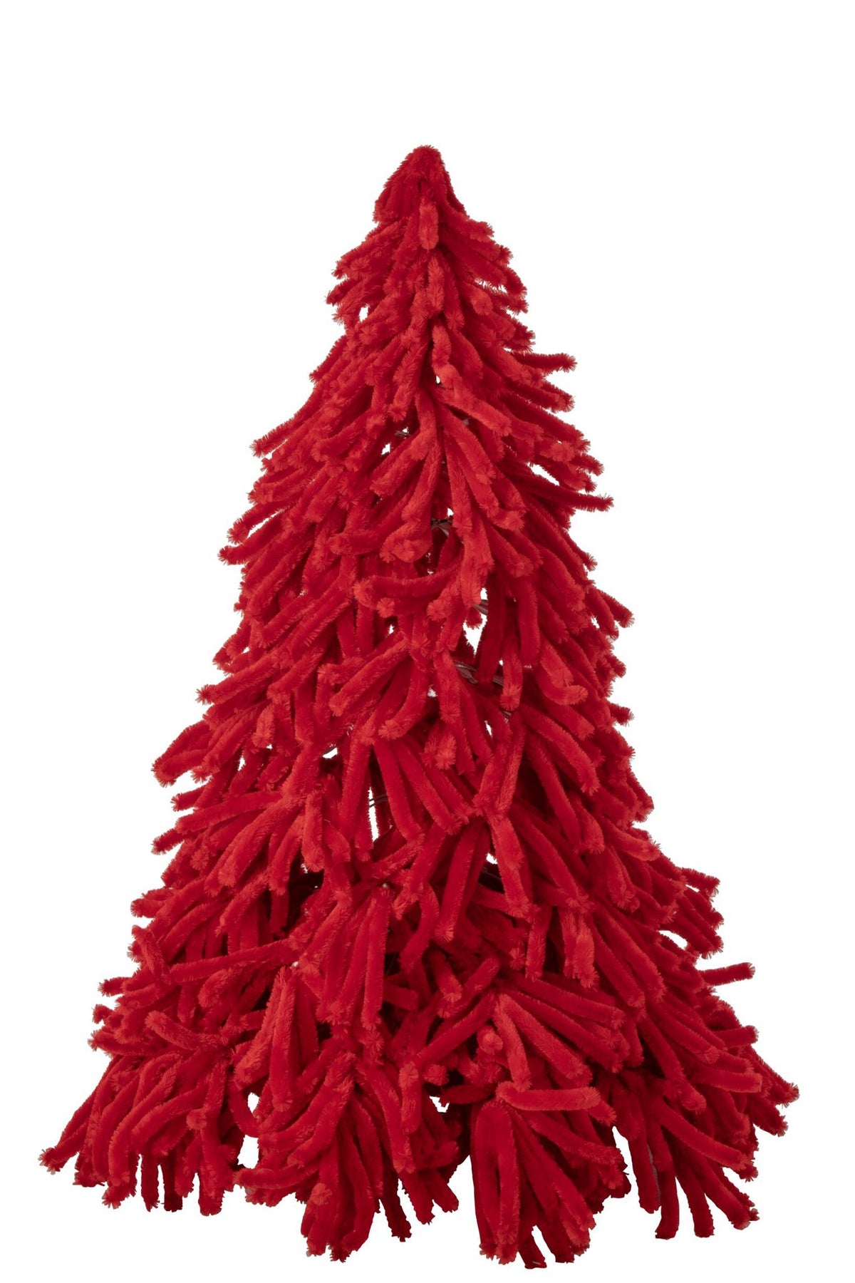 J-Line decoratie kerstboom Donzig - polyester - rood - large