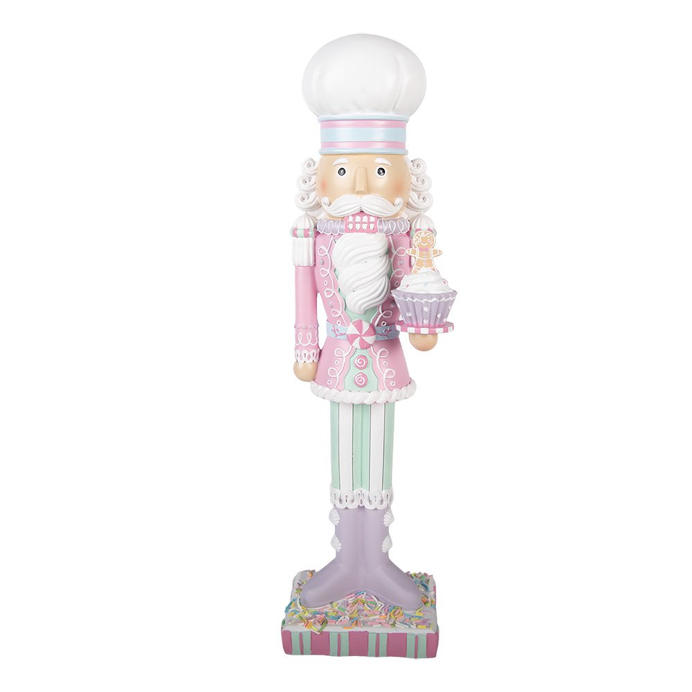 Kerstdecoratie Beeld Notenkraker 13x11x47 cm Roze Kunststof