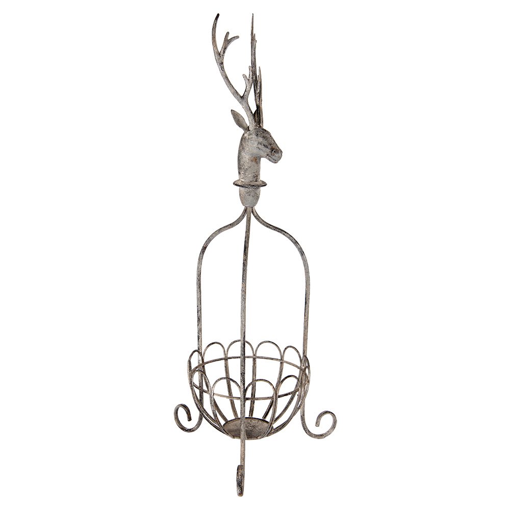 Decoratie Mand 28x28x68 cm Grijs Metaal Hert