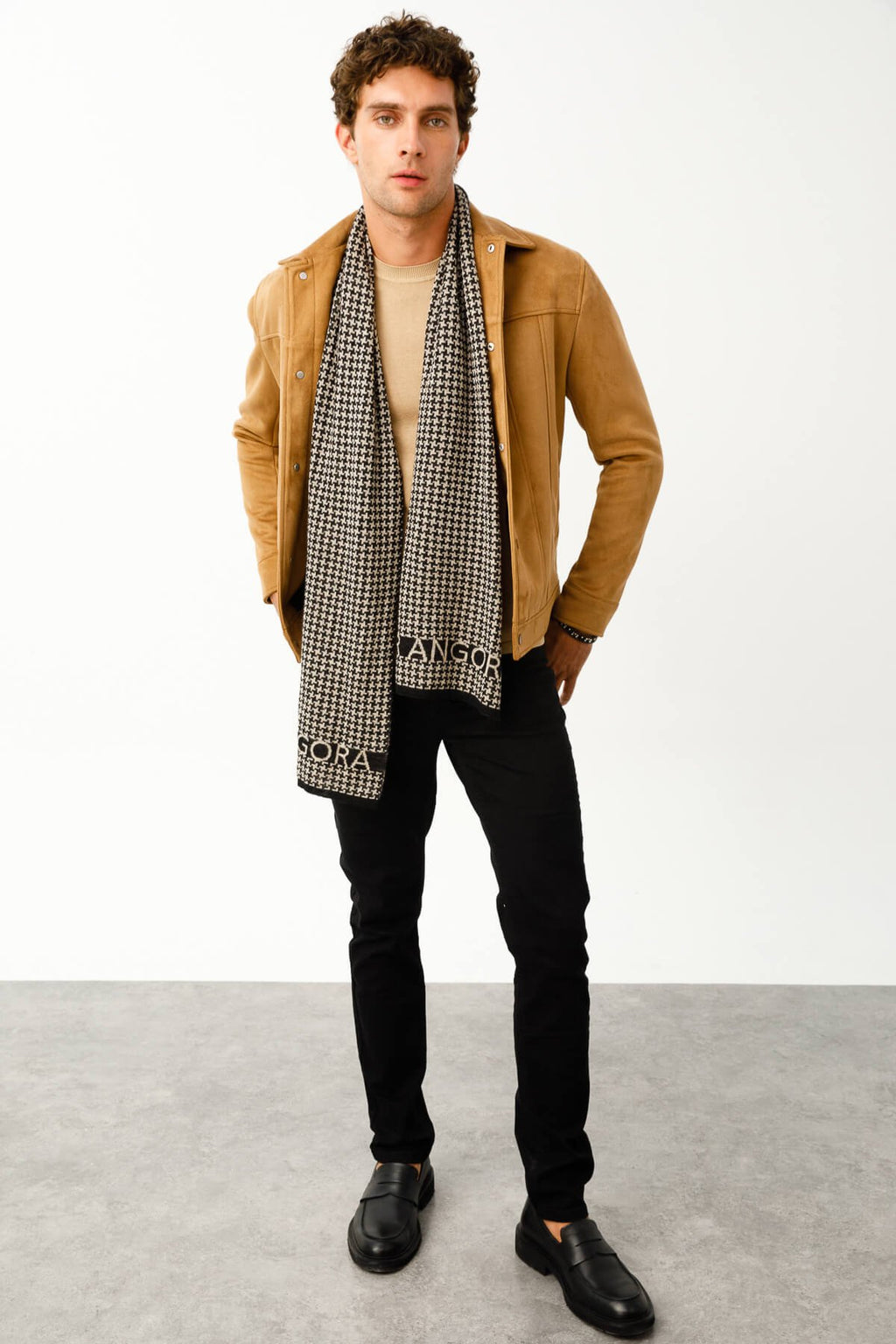 Mannen Gordion sjaal zwart-beige