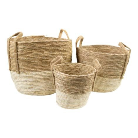Manden naturel ecru (set van 3)*