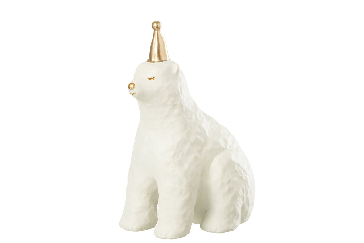J-Line Ijsbeer Feesthoed Kalk Wit/Goudkleurig- ND