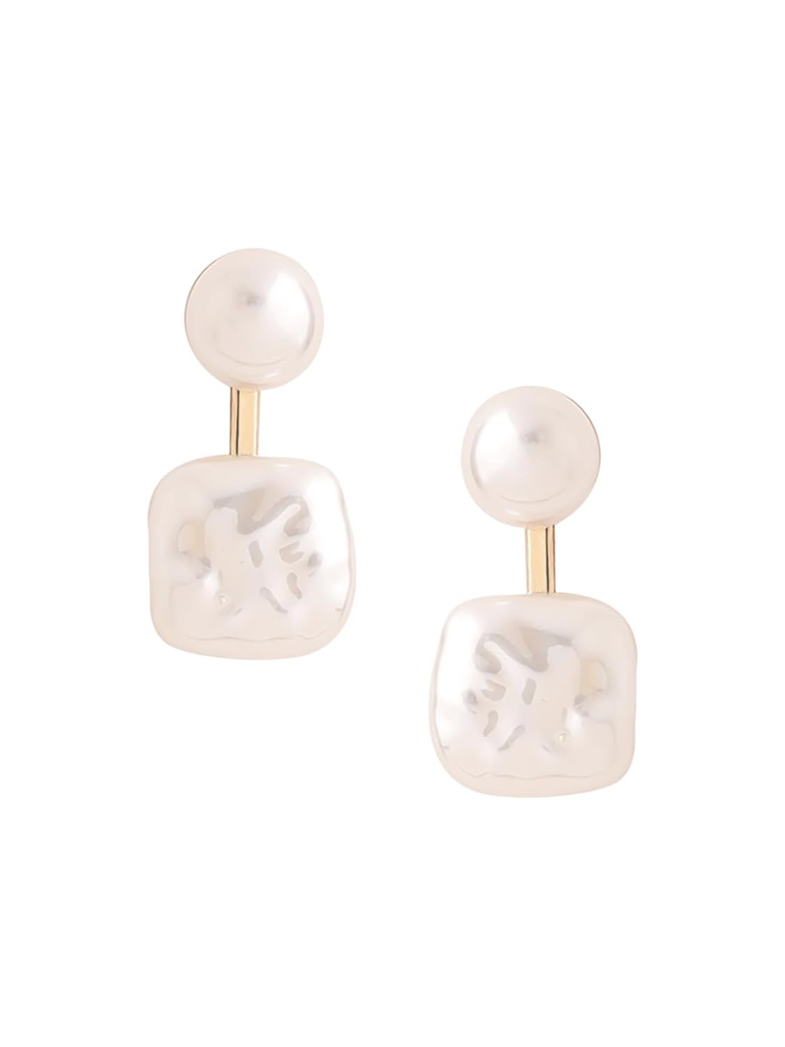 Witte oorbellen met imitatieparels – mode-sieraden – verguld – paar met premium afwerking
