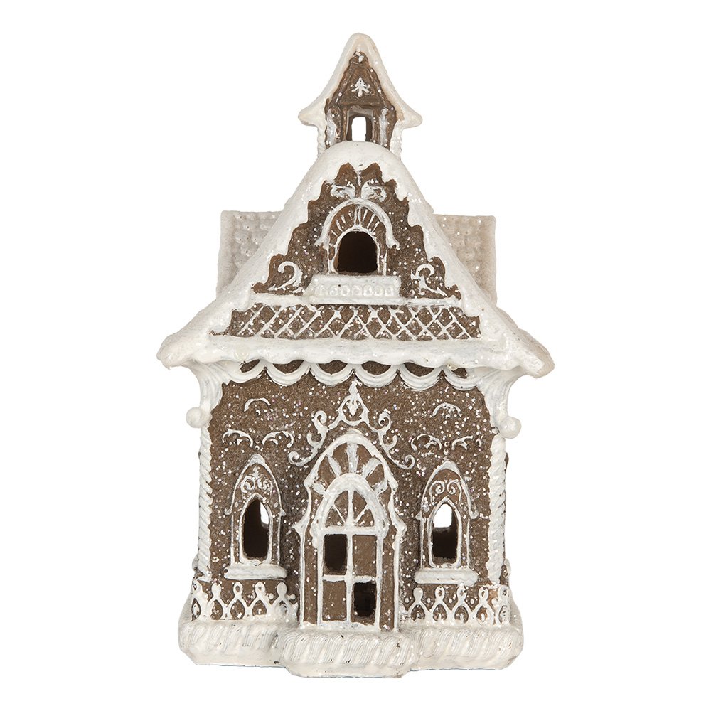 Gingerbread house met LED 13x12x20 cm Bruin Kunststof