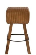 J-Line Kruk Gym Leder/Mango Hout Camel/Naturel