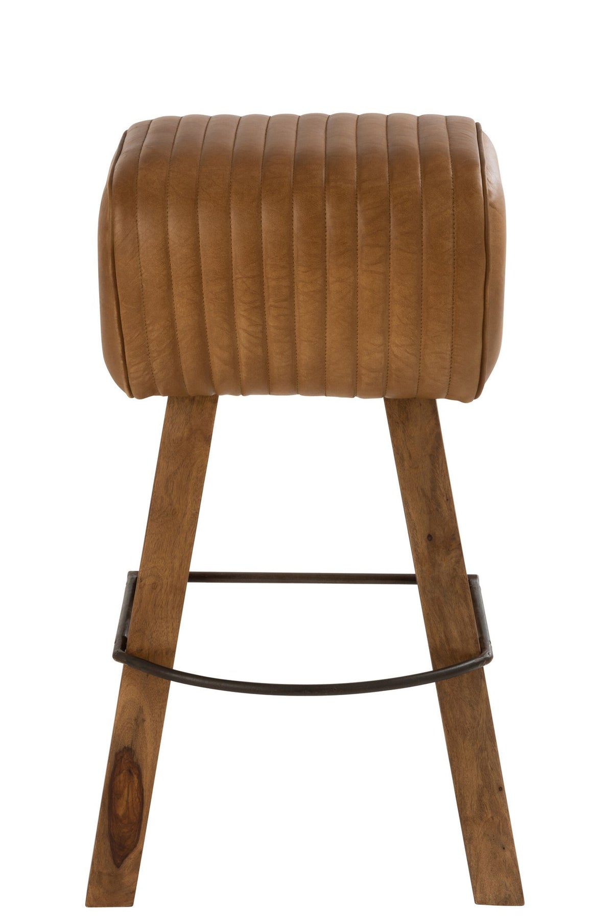 J-Line Kruk Gym Leder/Mango Hout Camel/Naturel