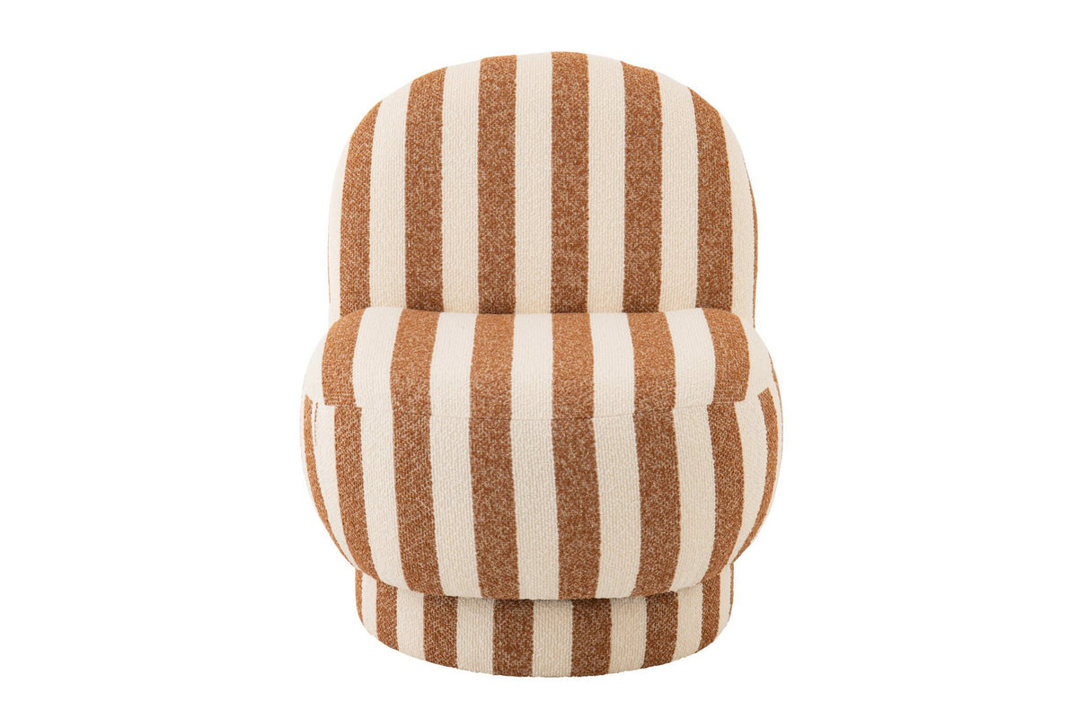 J-Line loungestoel Gestreept - polyresin - bruin/gebroken wit