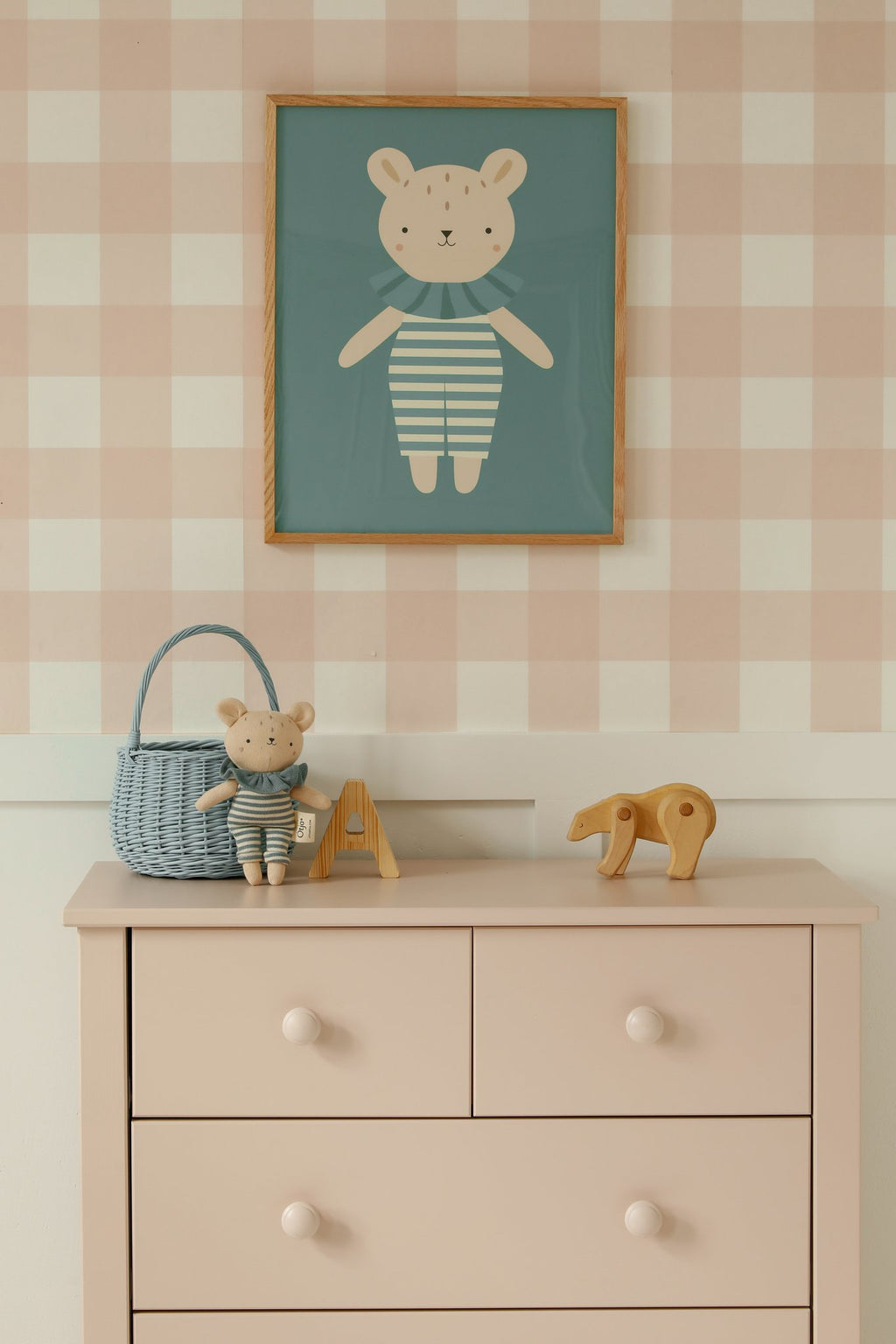 Kinderposter Beer Lorem - Blauw, Eco-papier en verpakking