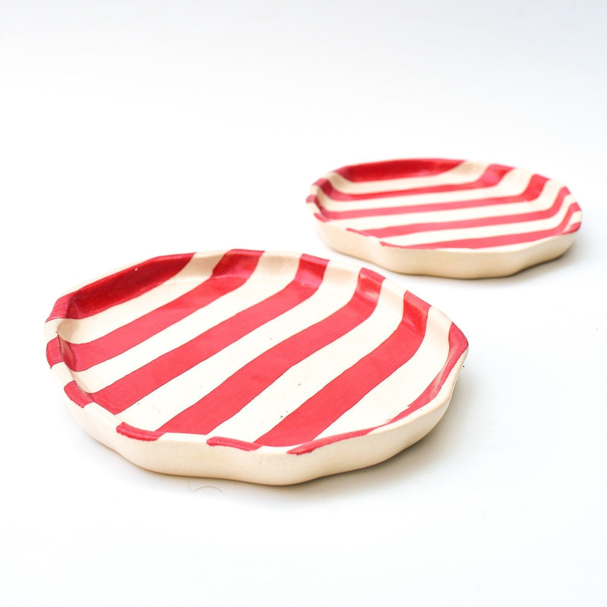 Serveerbord | Keramiek Rode Streep | Set van 2, 5 inch