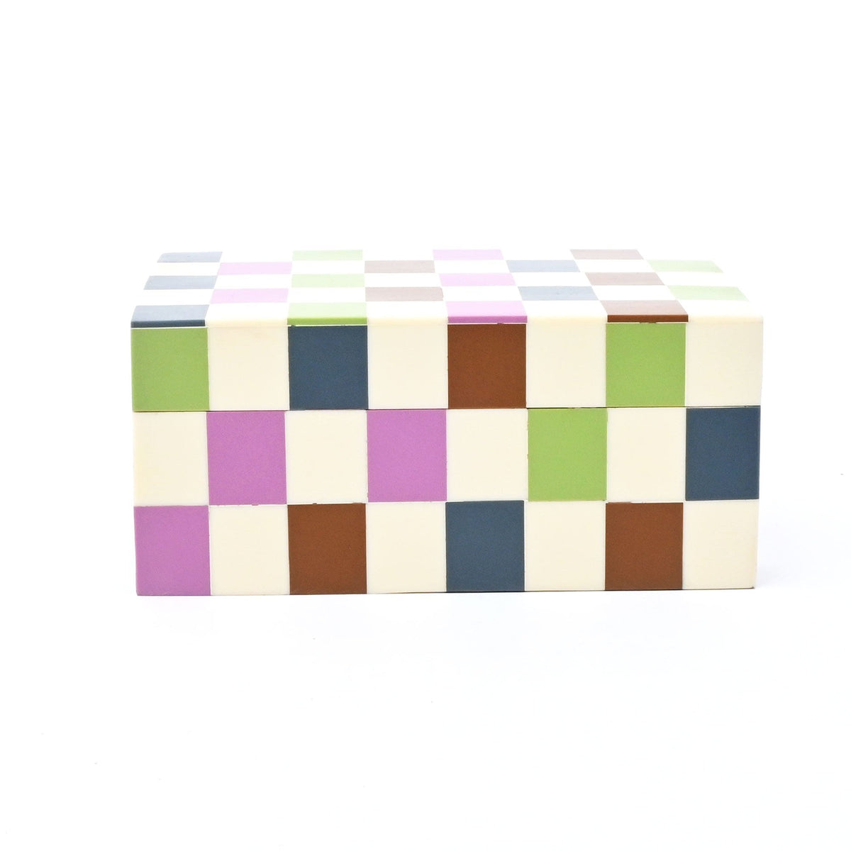 Geruite hars opbergdoos 7x5x3 Inch glanzend MDF-decor