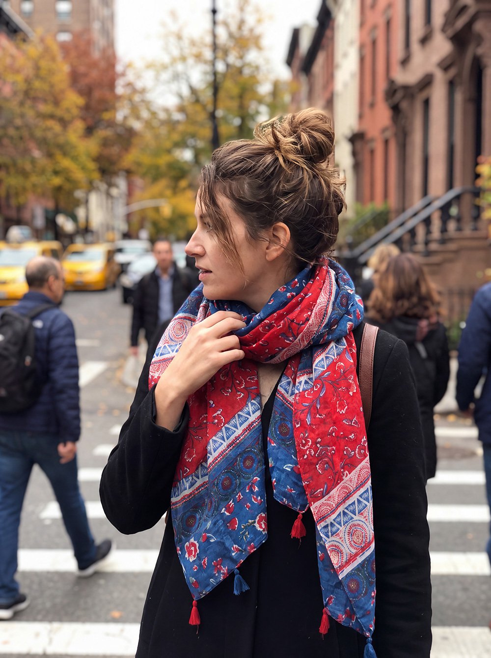 Sjaal Dames Print 90x180 cm Blauw Rood Synthetisch Shawl Dames