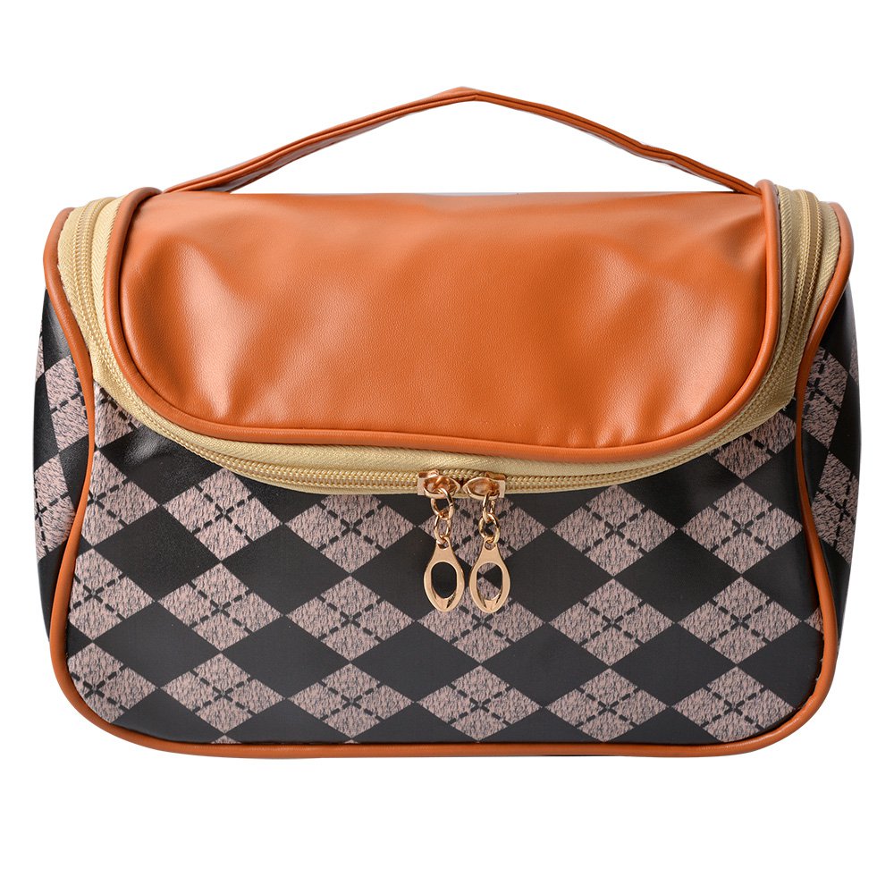 Toilettas Dames 22x13x14 cm Zwart Bruin Polyester Make-Up Tasje