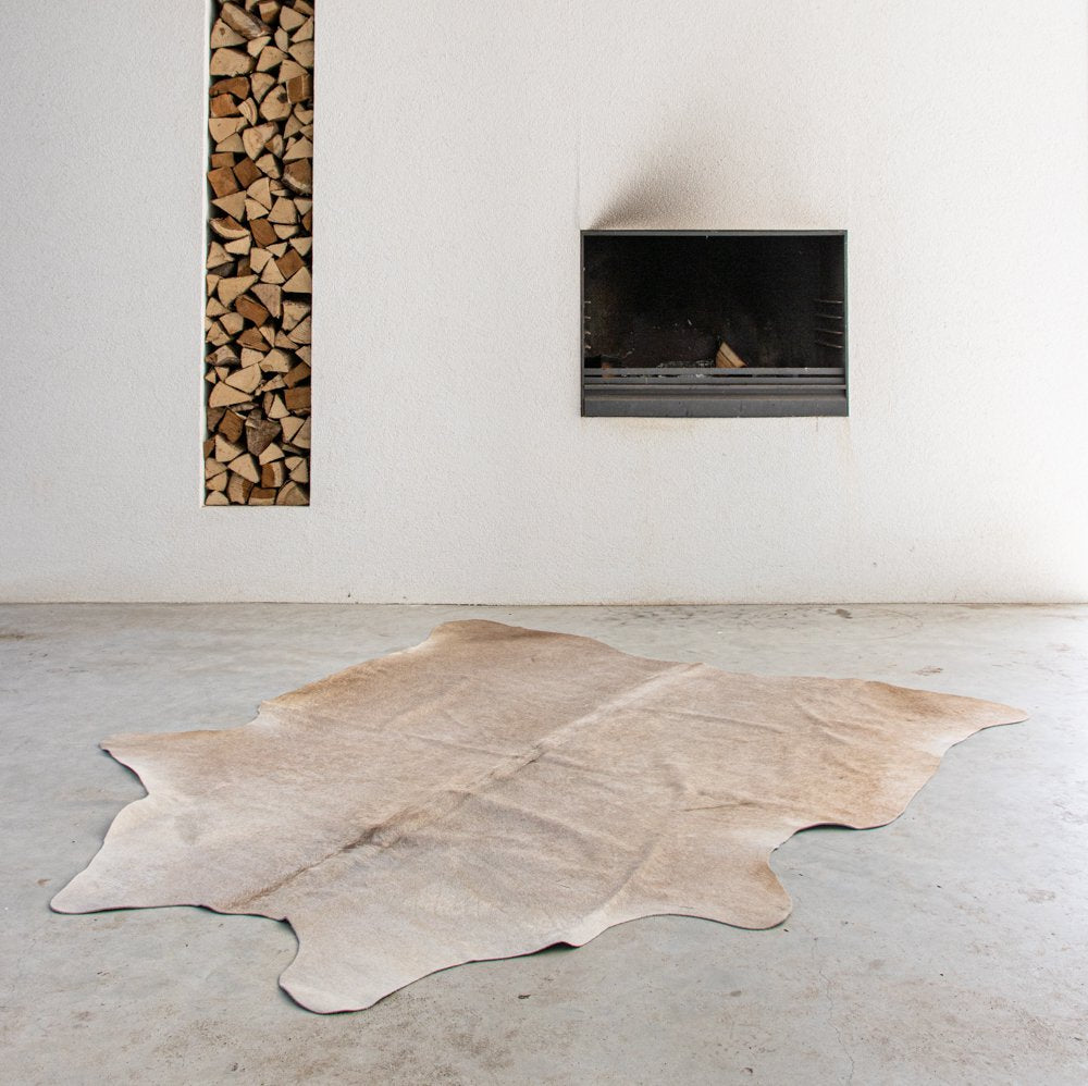 Vloerkleed koe licht beige effen 250cm