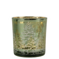 Theelichthouder dennenboom groen klein 8cm