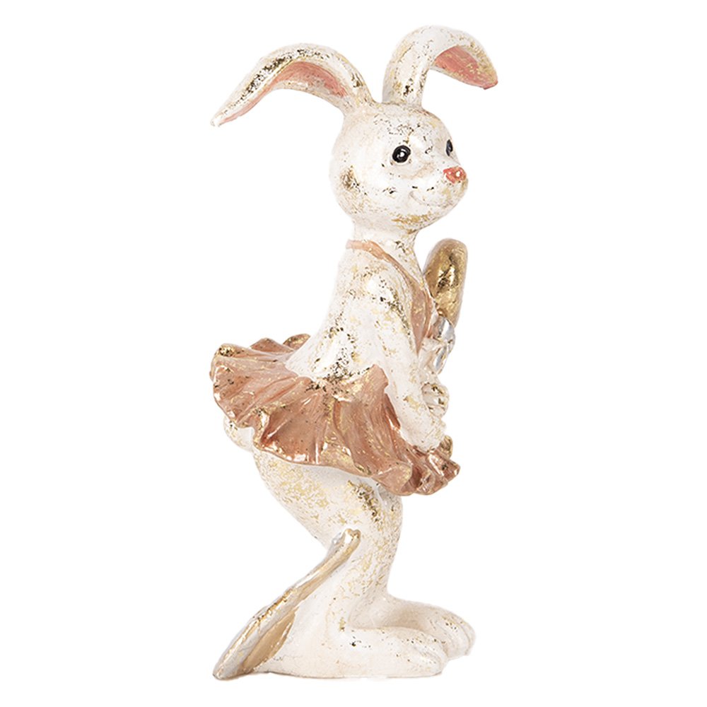 Decoratie Beeld Konijn 14 cm Beige Goudkleurig Kunststof