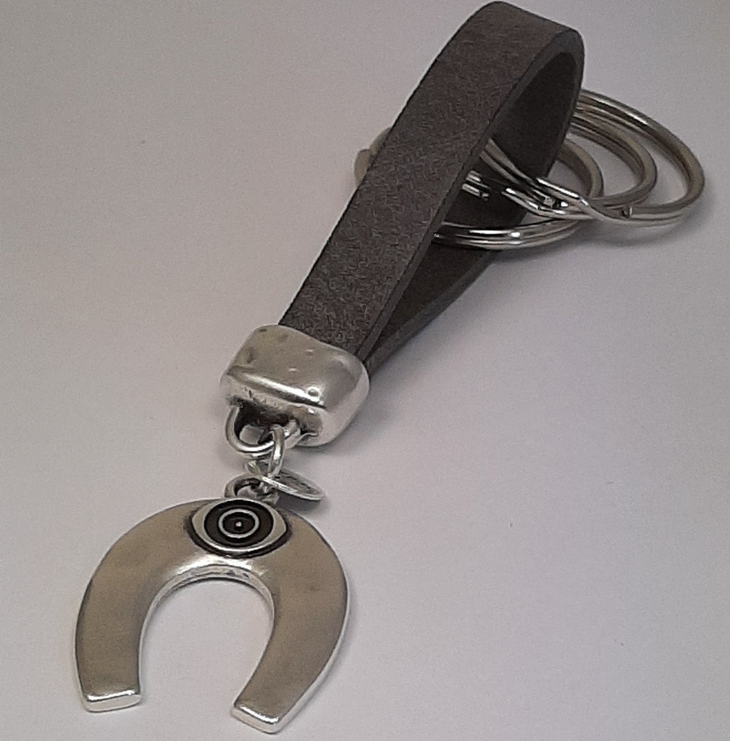Lucky hoefijzer leren sleutelhanger