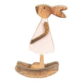 Beeld Konijn 14x7x25 cm Bruin Roze Hout