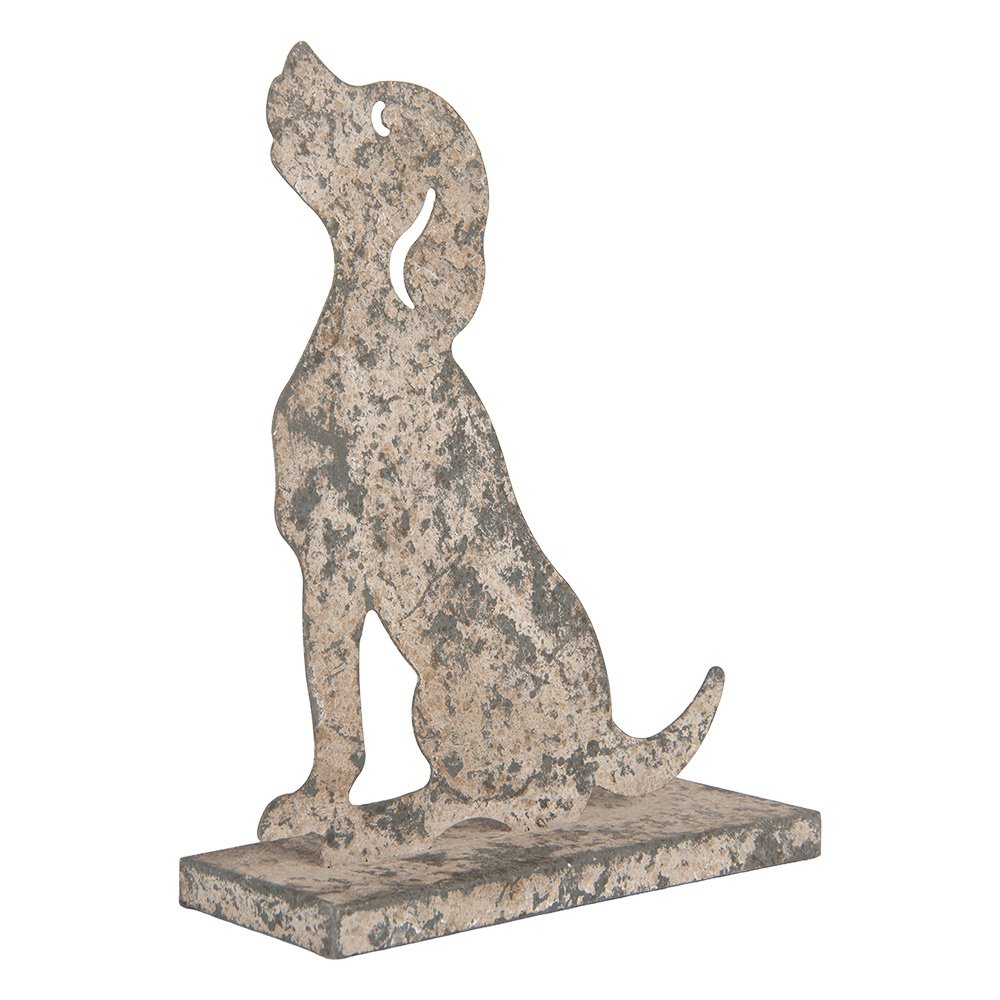 Decoratie Beeld Hond 20x8x24 cm Grijs Metaal