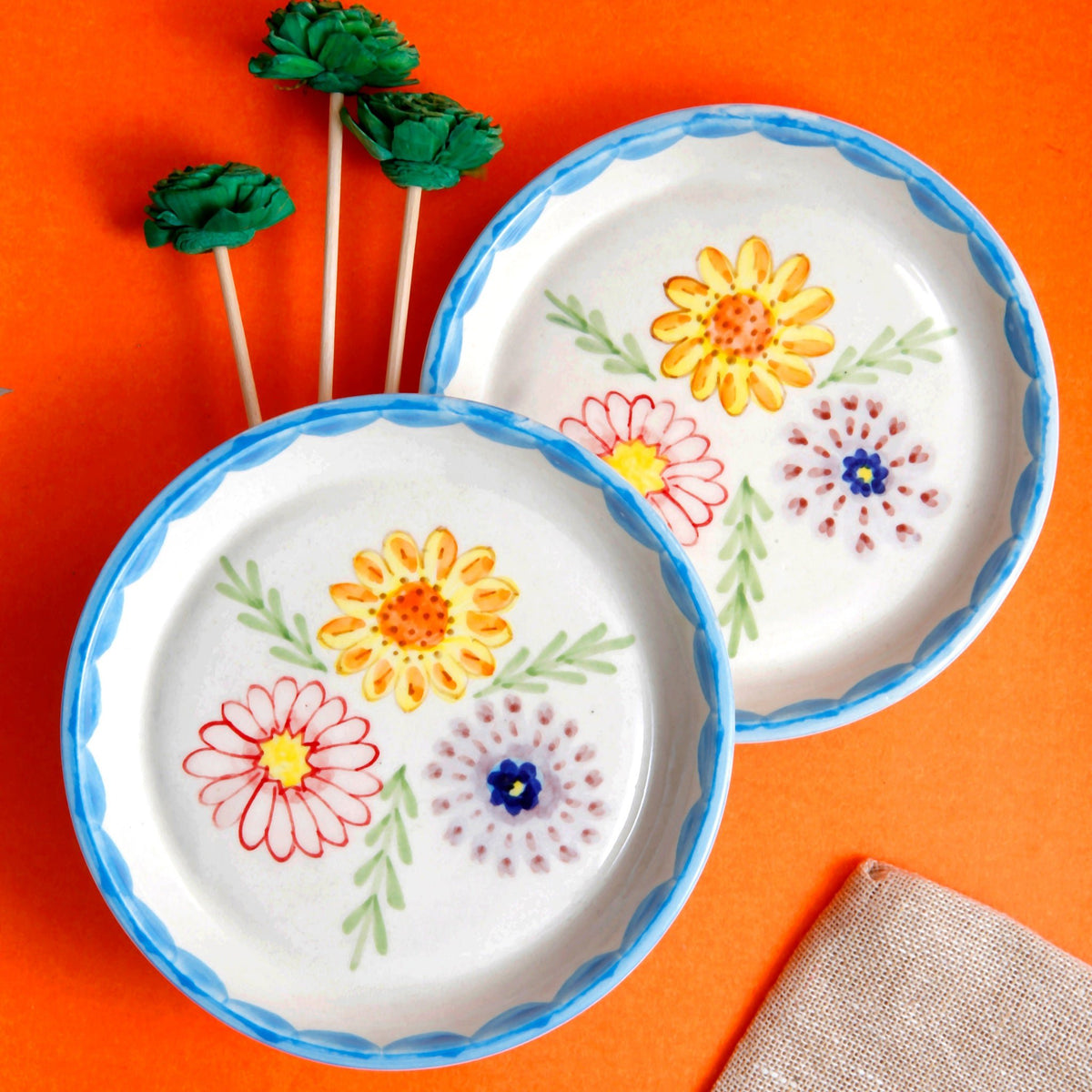 Bloemen dessertbord – geglazuurd keramiek – 5 inch – magnetron- en vaatwasserbestendig