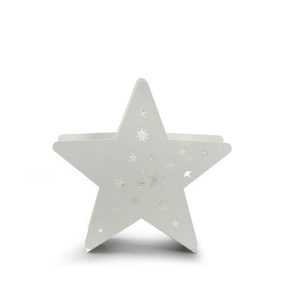 Metalen ster met glas 'babs' wit 28x28x9 cm