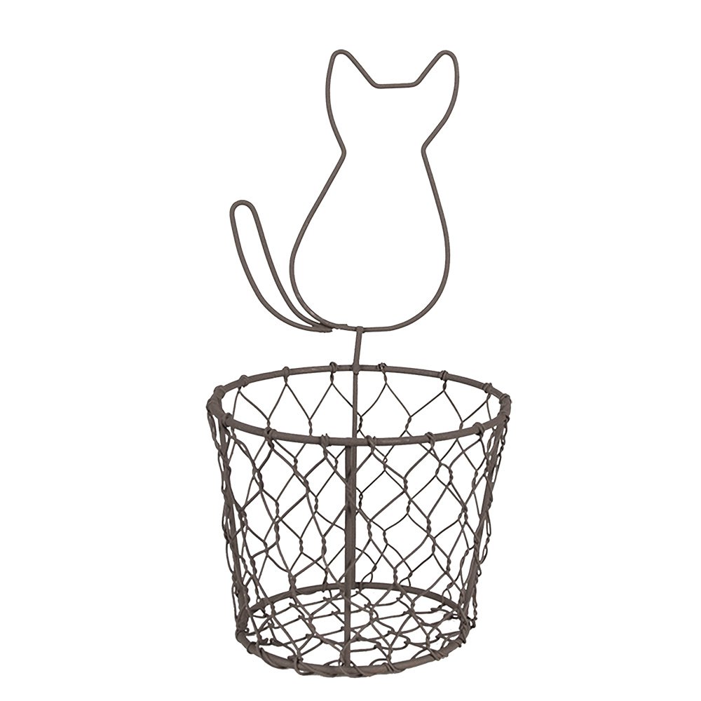 Opbergmand Ø 13x25 cm Bruin Metaal Kat Mandje