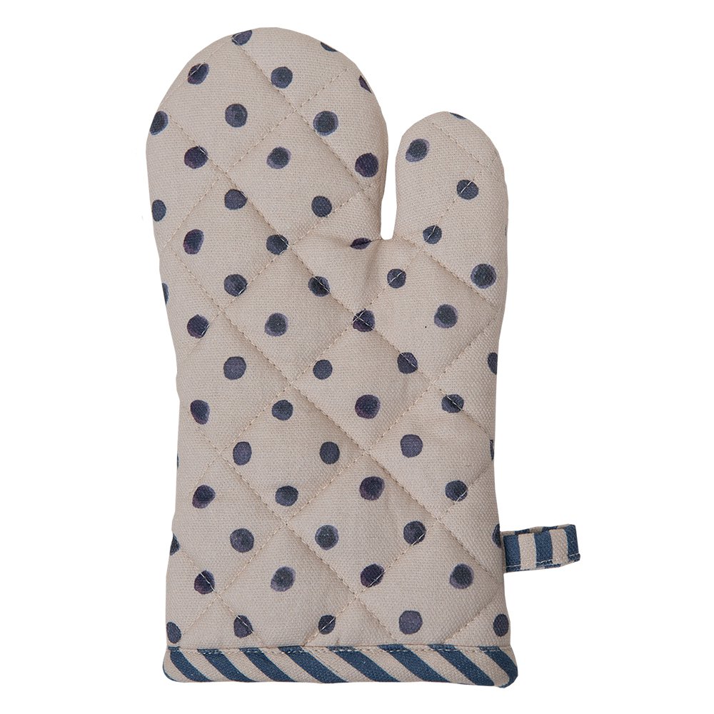 Vriendelijke ovenwant 12x21 cm beige blauw Katoen bos dieren herfst ovenhandschoen
