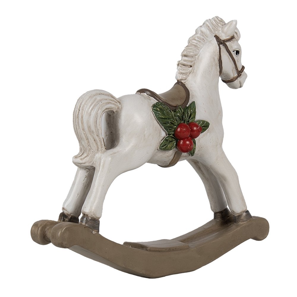 Decoratie Beeld Hobbelpaard 16 cm Wit Polyresin