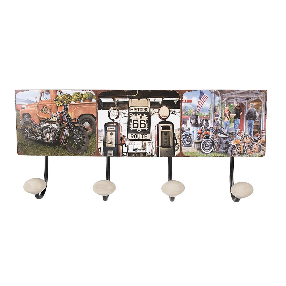 Wandkapstok 40x5x17 cm Zwart Rood IJzer Motor