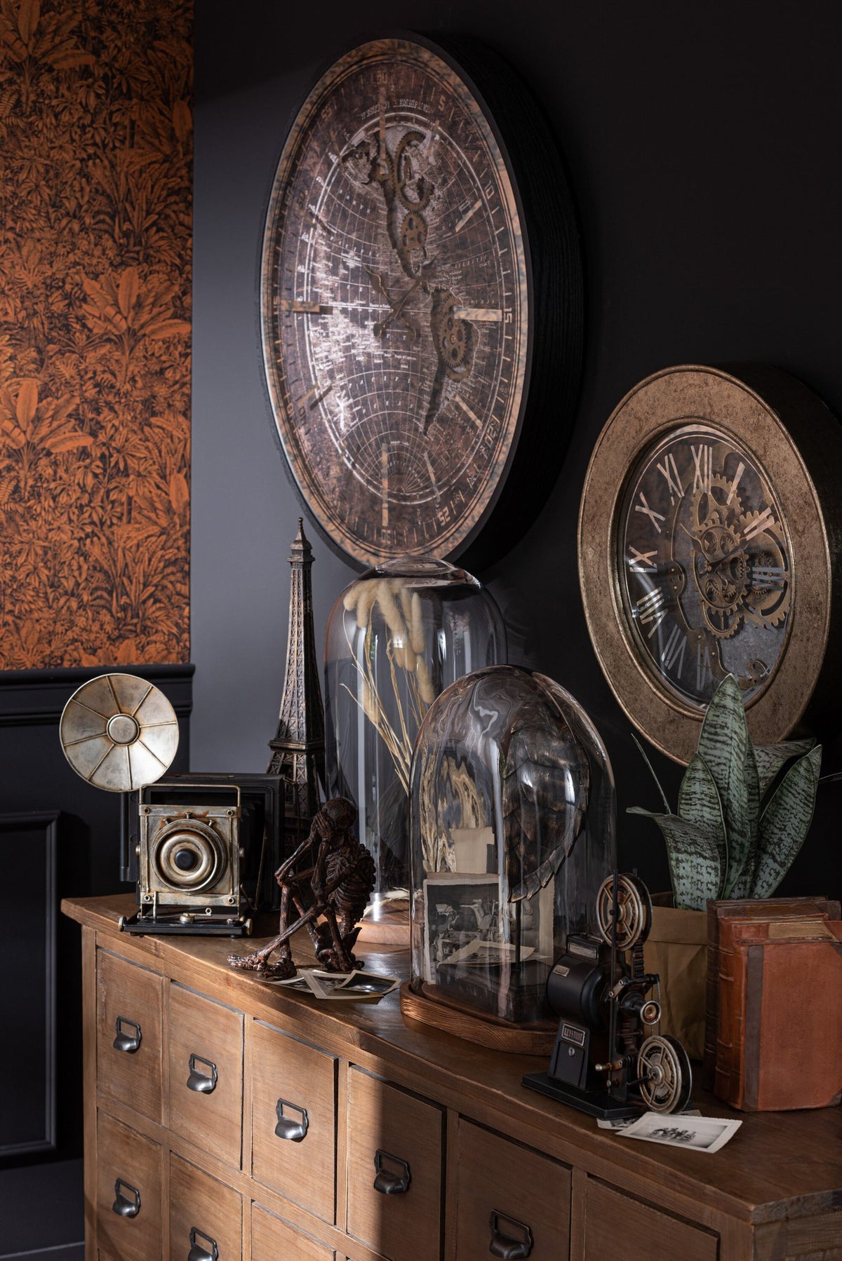 J-Line klok Binnenwerk - hout - goud - Ø 50 cm
