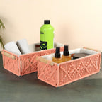 Rose handgeweven katoenen opbergmandenset – set van 2 stuks
