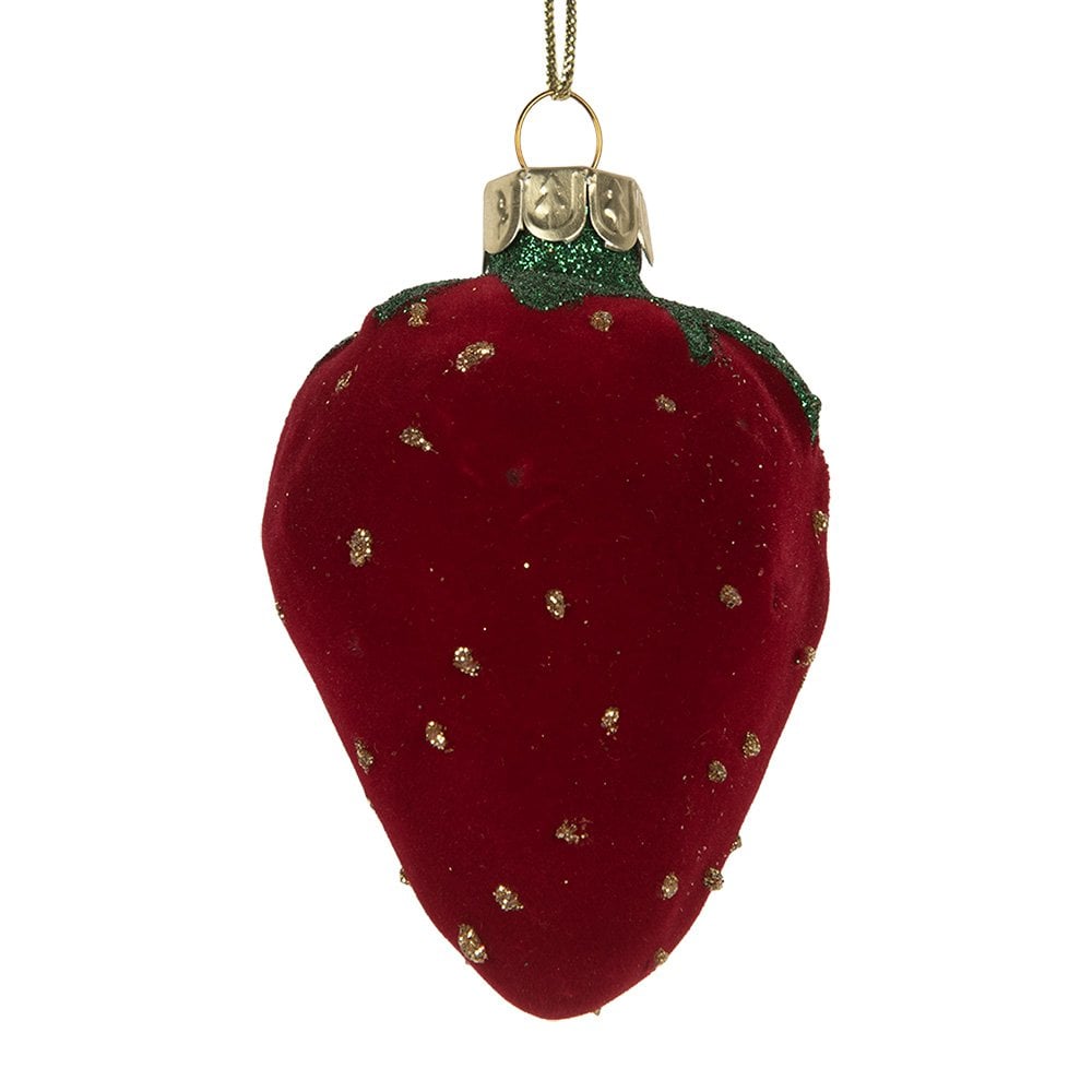 Kersthanger Aardbeien 6x5x8 cm Rood Glas