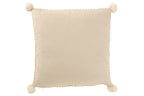 J-Line kussen Zacht Pompoms - polyester - beige