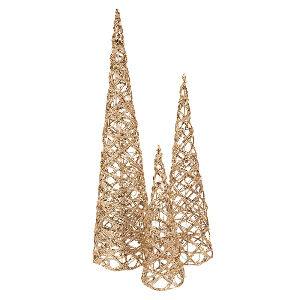 Kerstdecoratie met LED-verlichting Kerstboom Ø 20x80/16x60/13x40 cm Goudkleurig Metaal
