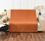 Roestkleurige chenille-stijl deken – polyester wafelweefsel – duurzaam, 130x180 cm – verpakking 1
