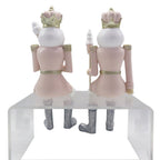 Beeld Notenkraker 6x6x12/21 cm Roze Wit Kunststof Kerstdecoratie