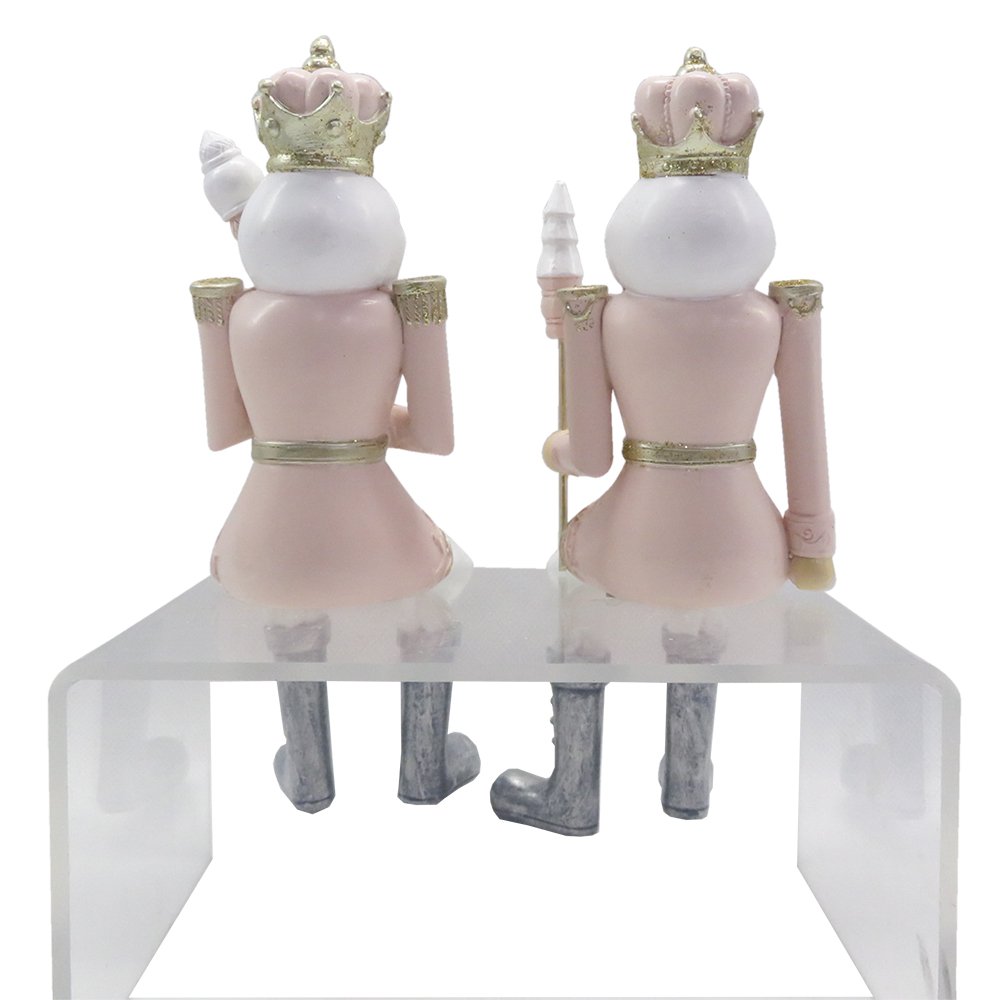 Beeld Notenkraker 6x6x12/21 cm Roze Wit Kunststof Kerstdecoratie